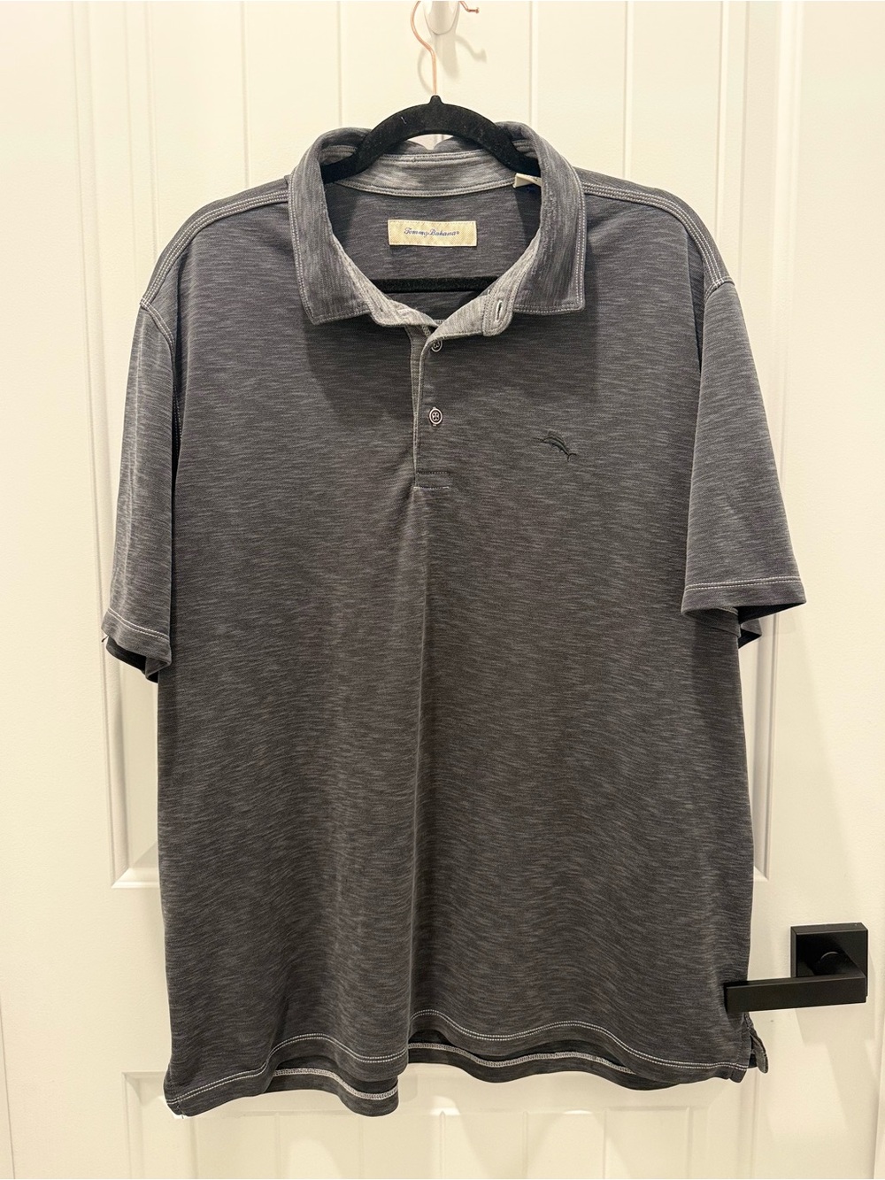 Mens Gray Short-Sleeve Polo Shirt